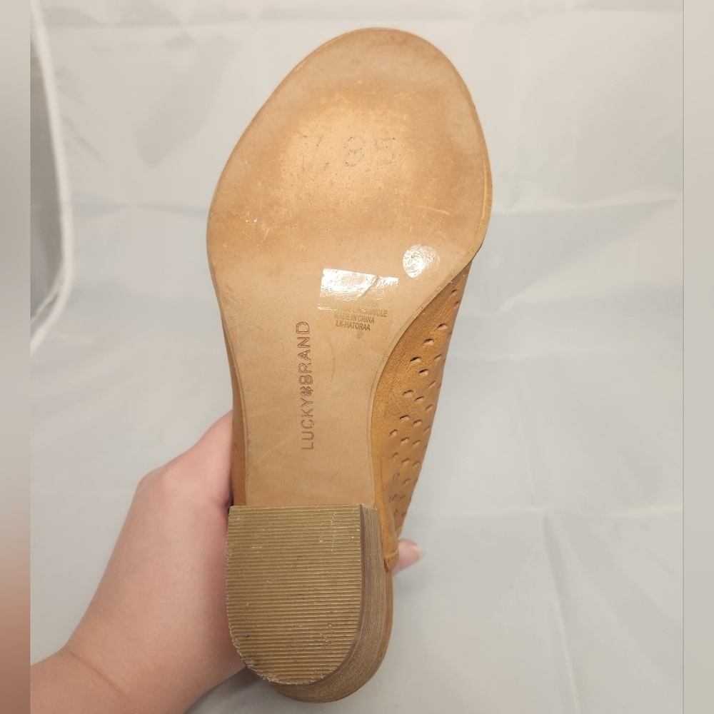 Lucky Brand Women’s 10 Hatoraa Slingback Peep Toe Sandal Heel - Picture 6 of 16